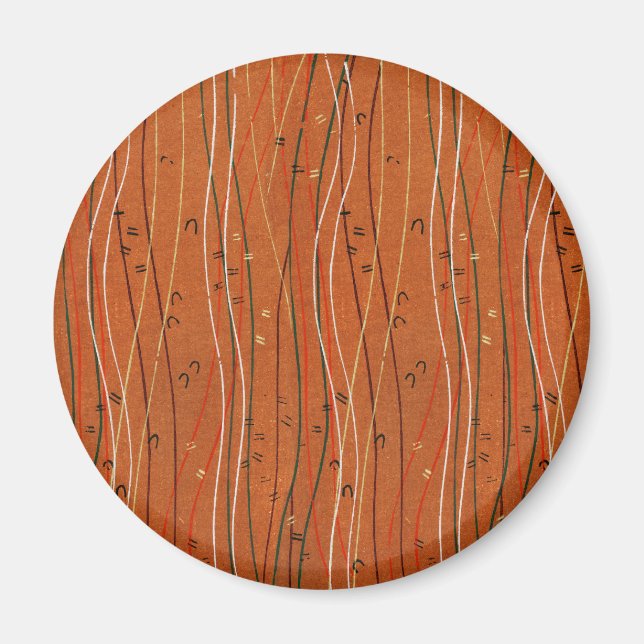 Wavy Red Stripes: Modern Japanese Abstract Art  Magnet (Front)
