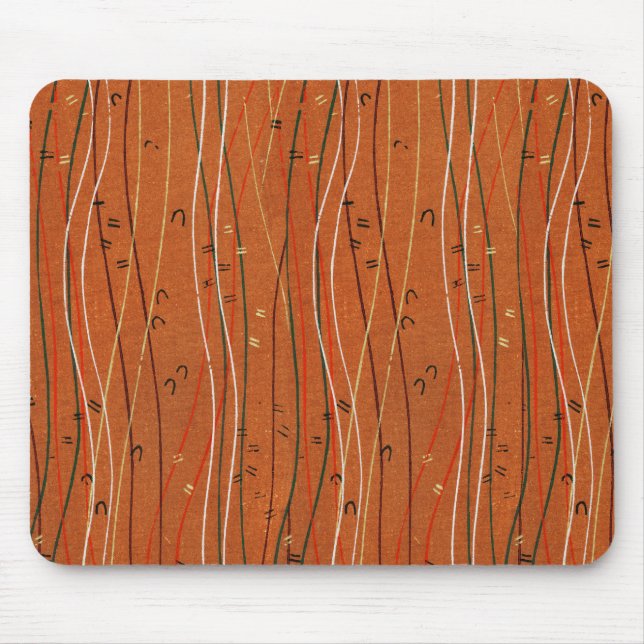 Wavy Red Stripes: Modern Japanese Abstract Art  Mouse Pad (Front)