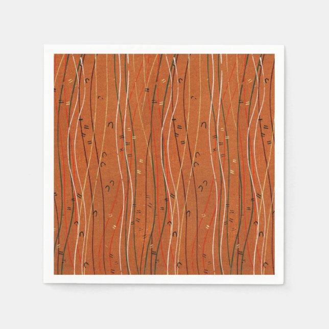 Wavy Red Stripes: Modern Japanese Abstract Art  Napkin (Front)