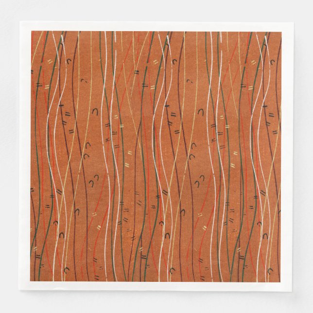 Wavy Red Stripes: Modern Japanese Abstract Art  Napkin (Front)