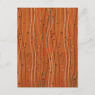 Wavy Red Stripes: Modern Japanese Abstract Art  Postcard