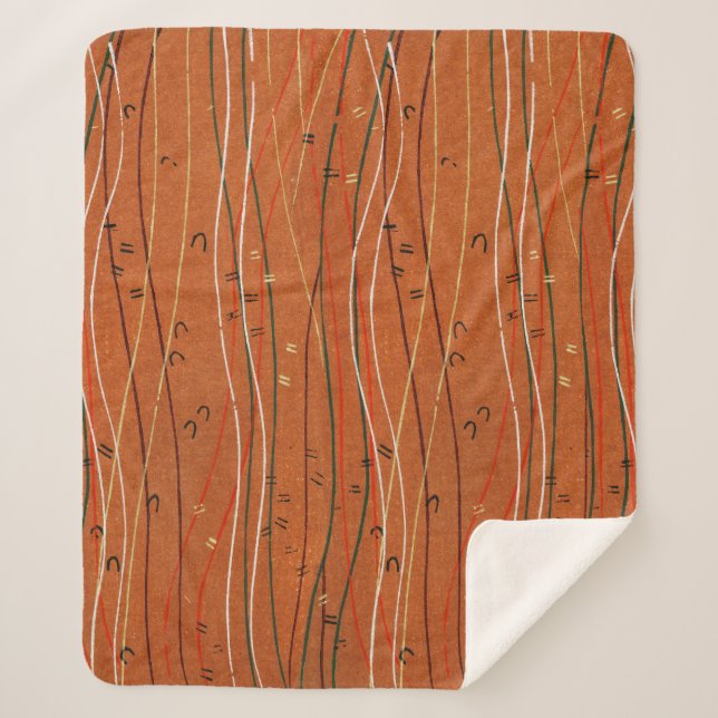 Wavy Red Stripes: Modern Japanese Abstract Art  Sherpa Blanket (Front)