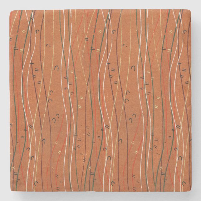 Wavy Red Stripes: Modern Japanese Abstract Art  Stone Coaster (Front)