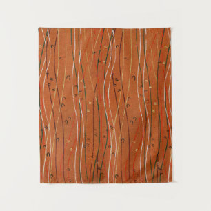 Wavy Red Stripes: Modern Japanese Abstract Art  Tapestry
