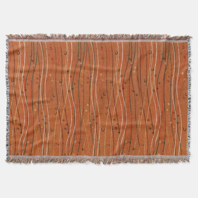 Wavy Red Stripes: Modern Japanese Abstract Art  Throw Blanket (Front)