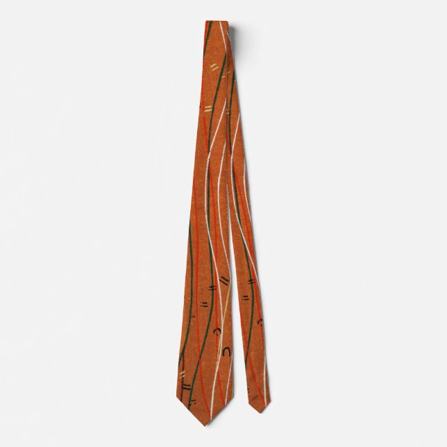 Wavy Red Stripes: Modern Japanese Abstract Art  Tie (Front)
