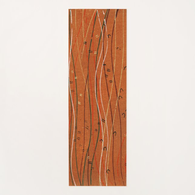 Wavy Red Stripes: Modern Japanese Abstract Art  Yoga Mat (Front)