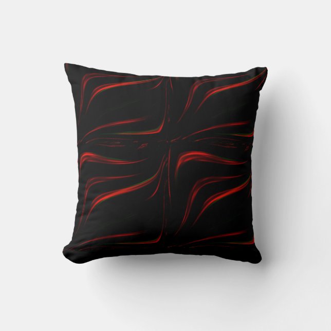 Wavy red strokes on black background  cushion (Front)