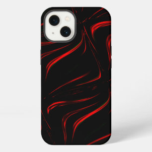 Wavy red strokes on black background  iPhone 13 case