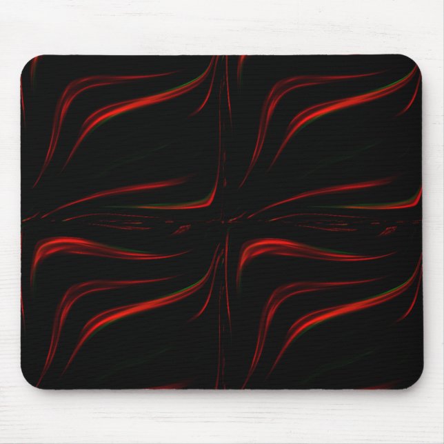 Wavy red strokes on black background  mouse pad (Front)