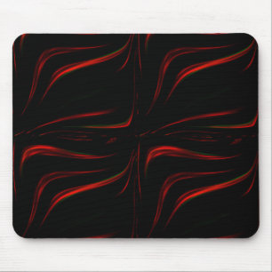 Wavy red strokes on black background mouse pad