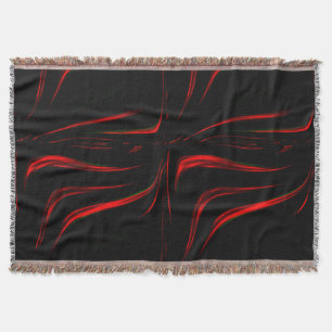 Wavy red strokes on black background throw blanket