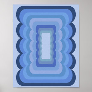 Wavy Retro Abstract Blue Poster