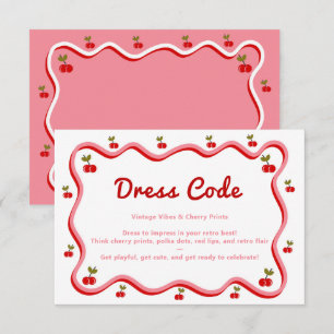 Wavy Retro Cherry Dress Code Bridal Shower Enclosure Card