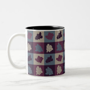 Wavy Retro Flowers - Chill Tones Two-Tone Coffee Mug