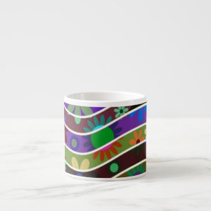 Wavy Retro Flowers Espresso Cup