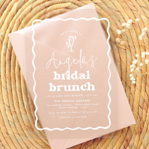 Wavy Retro Groovy Modern Bruch Bridal Shower Acrylic Invitations