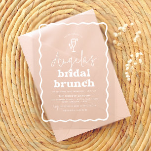 Wavy Retro Groovy Modern Bruch Bridal Shower Acrylic Invitations