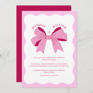 Wavy Retro Pink Wedding Invitation
