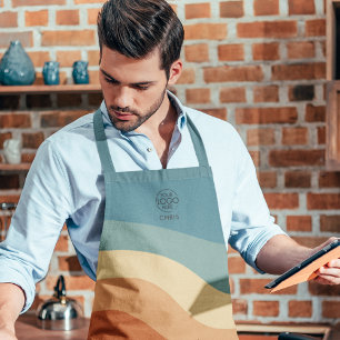 Wavy Retro Stripe Logo  Apron