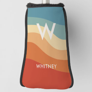 Wavy Retro Striped Monogram Personal Golf Head Cover