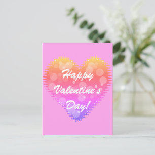 Wavy Retro Valentine's Day Heart Coaster Postcard