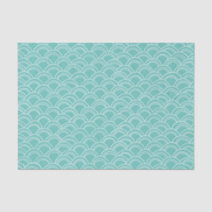Wavy Scallops Pattern White Aqua Tissue Paper