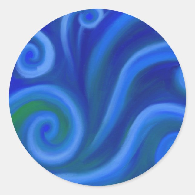 Wavy Sea Classic Round Sticker (Front)
