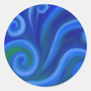 Wavy Sea Classic Round Sticker