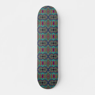 Wavy Sea Foam Green and Red Trippy Pattern Skateboard
