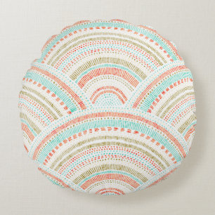 Wavy seamless pattern. Vintage seigaiha ornament. Round Cushion