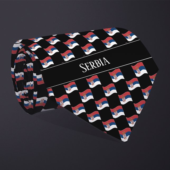 Wavy Serbia Flag Pattern  Tie (Creator Uploaded)