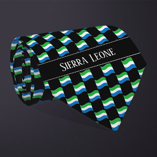 Wavy Sierra Leone Flag Pattern Tie