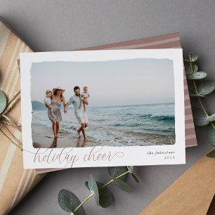 Wavy Simple Horizontal Holiday Cheer Photo Card
