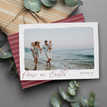Wavy | Simple Horizontal Peace on Earth Photo Holiday Card<br><div class="desc">Elegant and understated holiday photo card frames a single horizontal or landscape-orientated photo with a wavy deckled edge border, on a crisp white background. "Peace on Earth" appears at the lower left in modern calligraphy script, with your family name and the year at the right. A simple and chic choice...</div>
