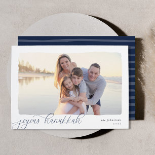 Wavy   Simple Horizontal Photo Hanukkah Holiday Card