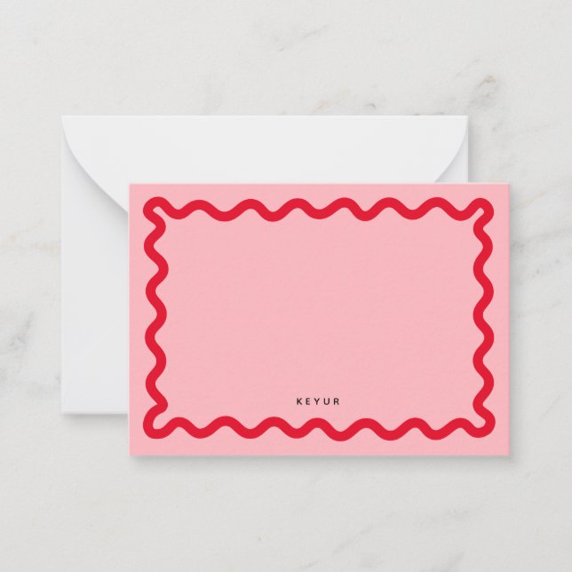Wavy Simple Stationery Note Card  (Front)
