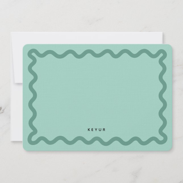 Wavy Simple Stationery Pastel Colour Note Card (Front)
