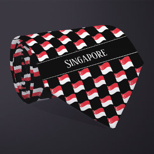 Wavy Singapore Flag Pattern Tie