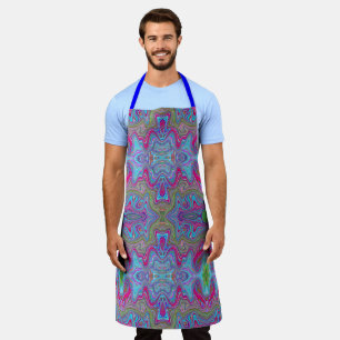 Wavy Sky Blue Multicolored Trippy Pattern Apron