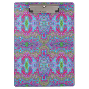 Wavy Sky Blue Multicolored Trippy Pattern Clipboard