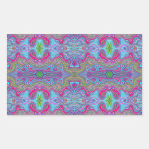 Wavy Sky Blue Multicolored Trippy Pattern Rectangular Sticker