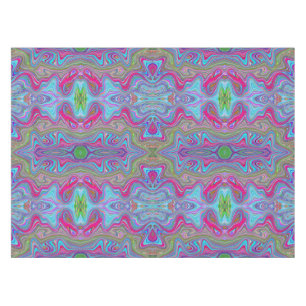 Wavy Sky Blue Multicolored Trippy Pattern Tablecloth