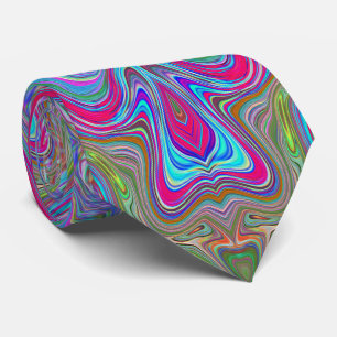 Wavy Sky Blue Multicolored Trippy Pattern Tie