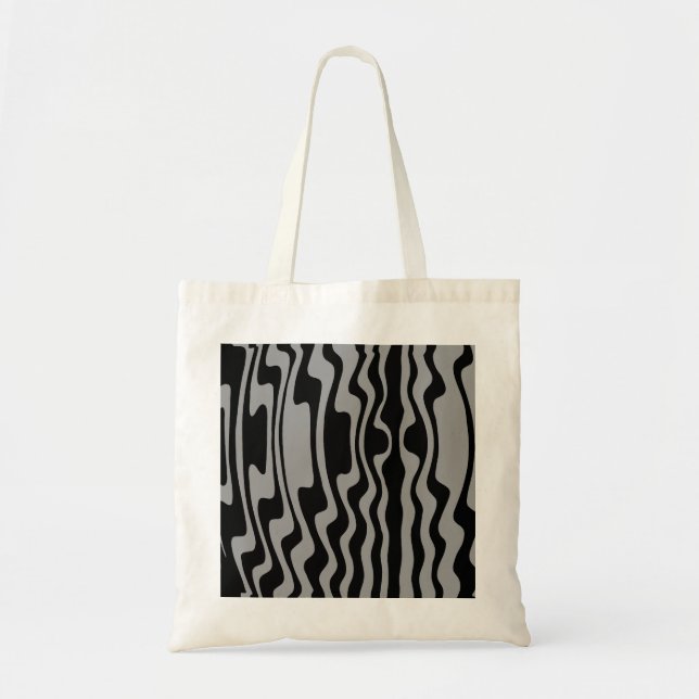 Wavy Stripe - Black and Mid Grey Tote Bag (Front)