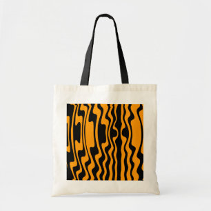Wavy Stripe - Black and Orange Tote Bag