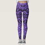 Wavy Stripe Black Purple Leggings or Choose Colour<br><div class="desc">Custom Colours - Leggings with Abstract Wavy Stripe Black and Purple Design by MIGNED - Customisable - or Choose / add your favourite background colour !</div>