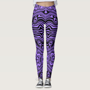 Wavy Stripe Black Purple Leggings or Choose Colour