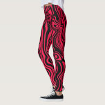 Wavy Stripe Black Red Leggings or Choose Colour<br><div class="desc">Custom Colours - Leggings with Abstract Wavy Stripe Black and Red Design by MIGNED - Customisable - or Choose / add your favourite background colour !</div>