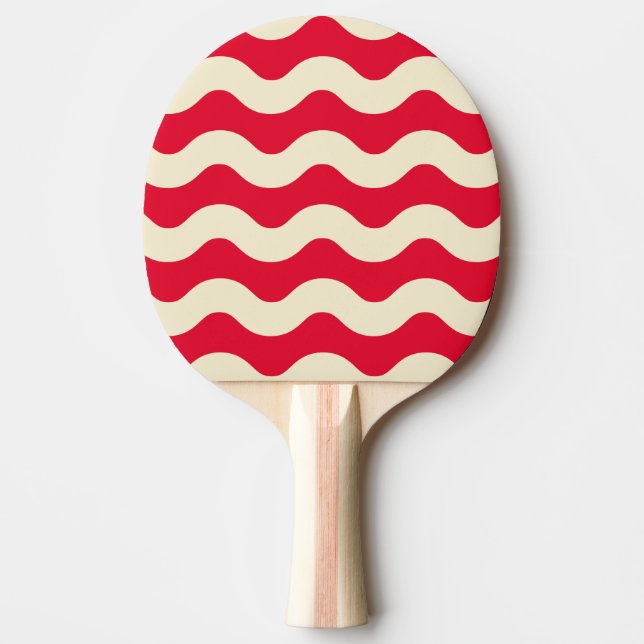 Wavy Stripe Cherry Picking Pink Colour Ping Pong Paddle (Front)